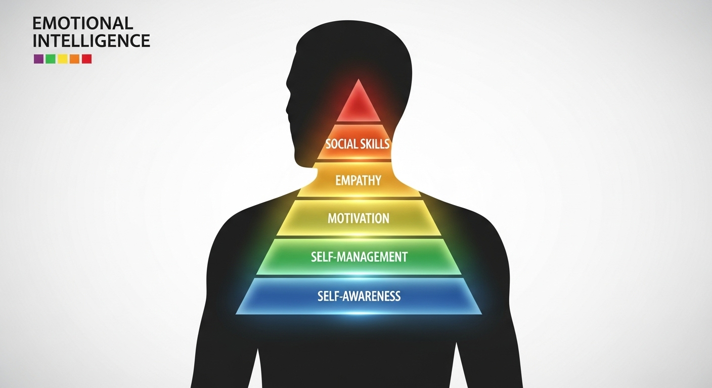 EQ quyết định phần lớn thành công: tự nhận thức, tự quản, động lực nội tại, thấu cảm và kỹ năng xã hội.