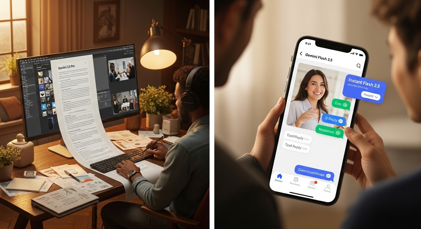 Trường hợp sử dụng: content creation với Gemini 2.5 Pro và ứng dụng chat/di động dùng Gemini Flash 2.5