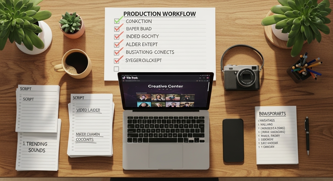 Checklist sản xuất nội dung: kịch bản, hashtag TikTok, TikTok Analytics — quy trình tối ưu trước/khi/sau quay