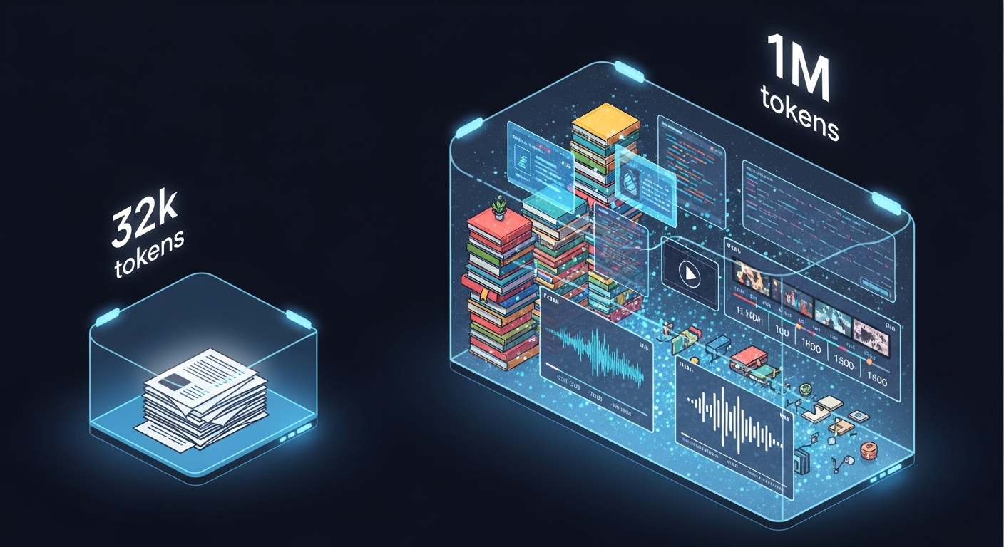 Cửa sổ ngữ cảnh khác biệt quyết định khả năng xử lý: 32k token ≈ 50 trang vs 1M token ≈ 1.500 trang, mở ra phân tích quy mô lớn cho Pro.